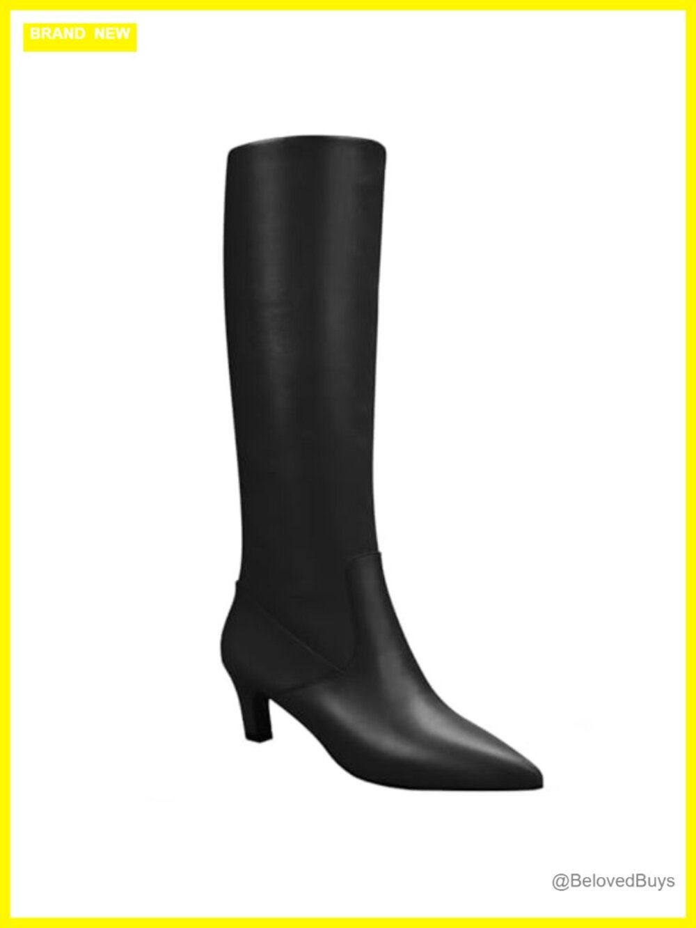 Women's Knee-High Faux Leather Boots, Block Heel, Pointed Toe, Side Zip, Wide